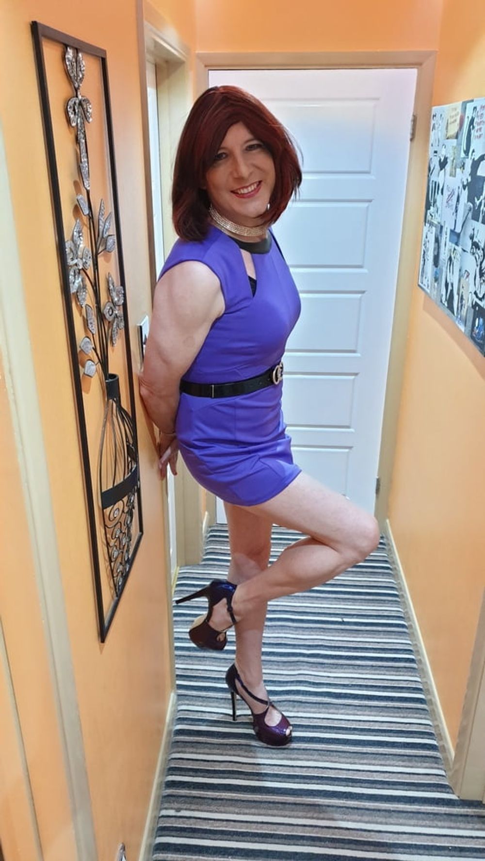 Sissy Lucy posing in bodycon dress and chastity cage #3