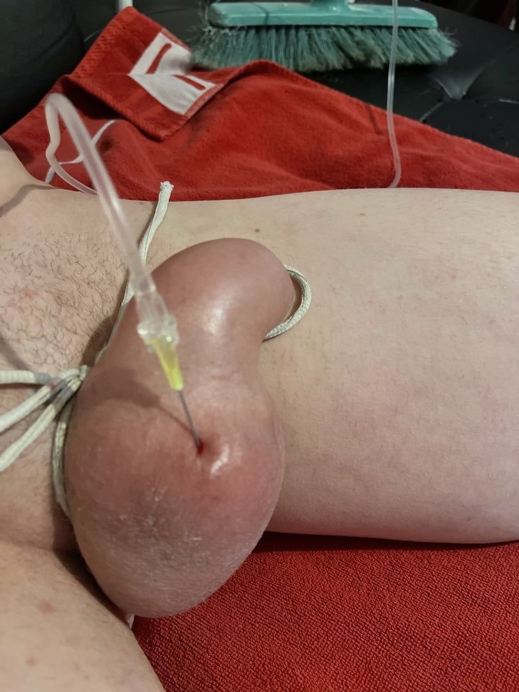 saline injection balls and cock 