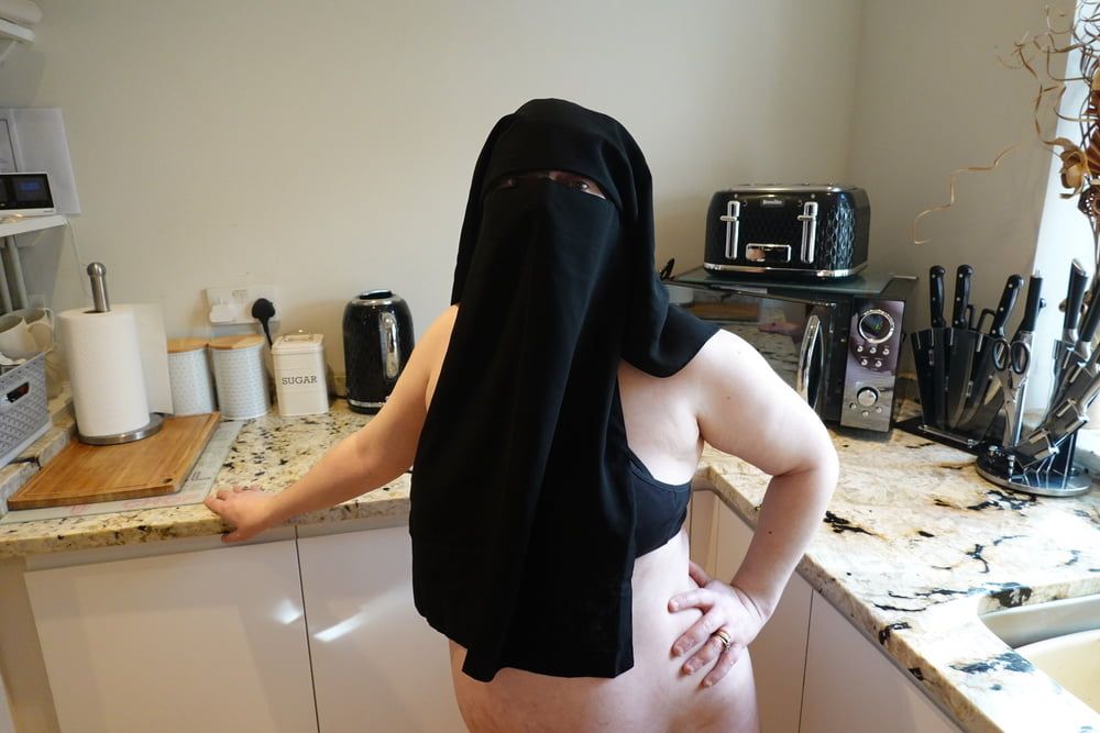 Pregnant Wife in Muslim Niqab and Nursing Bra #36