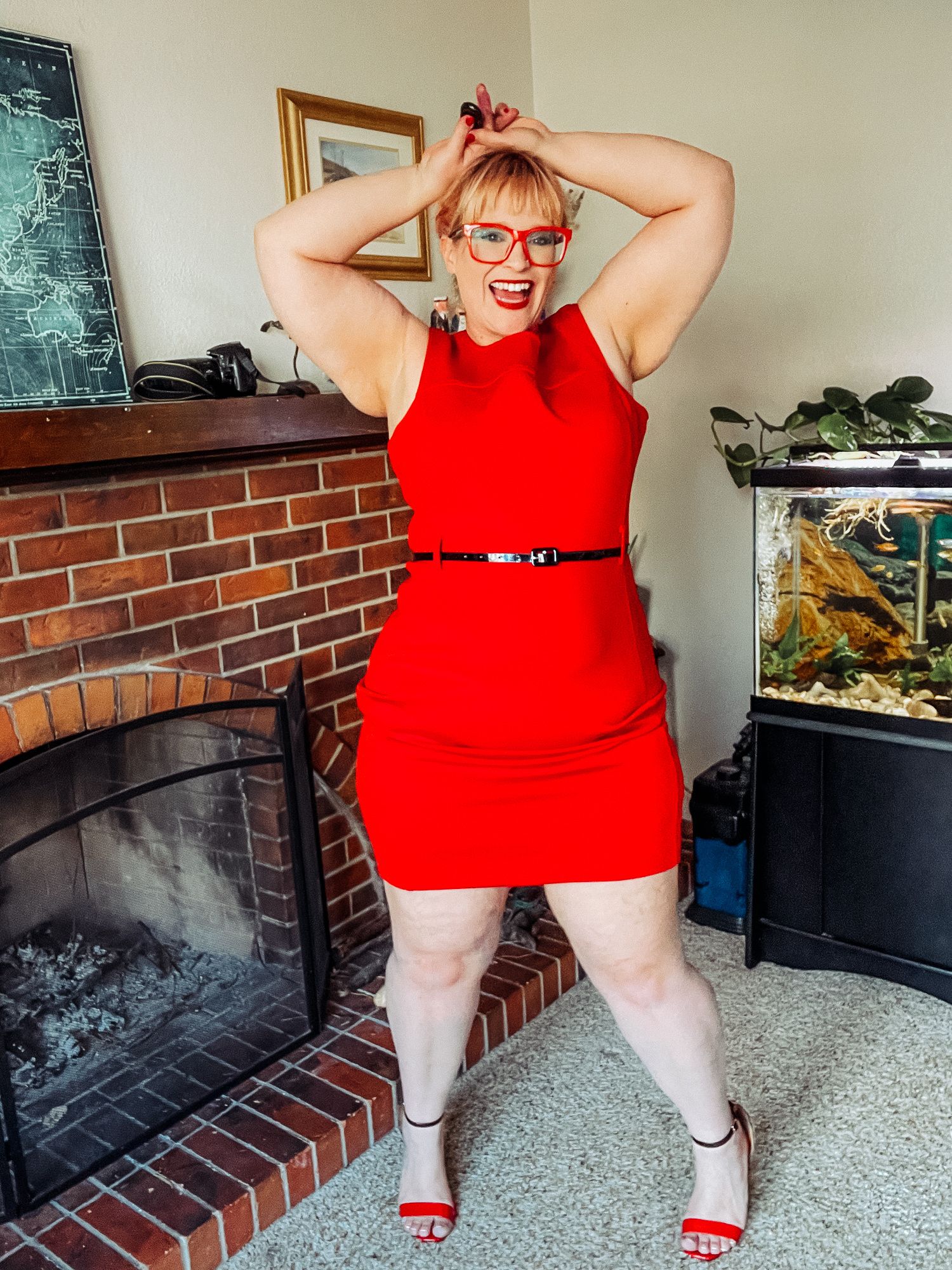 Red Dress and heels on your favorite BBW #23