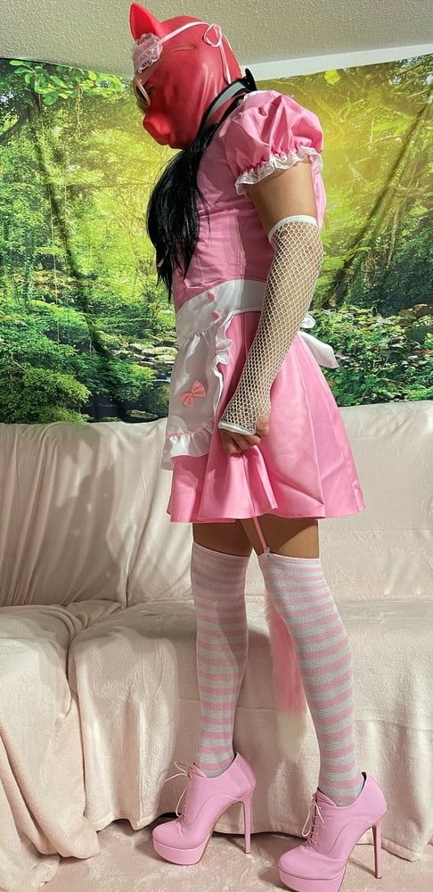 Sissy Wearing A Pink Dress, Heels And Chastity Cage (Pt. 1) #8