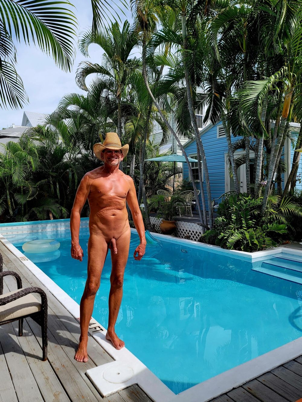 Naked Cowboy in Public at the Pool in Key West #15