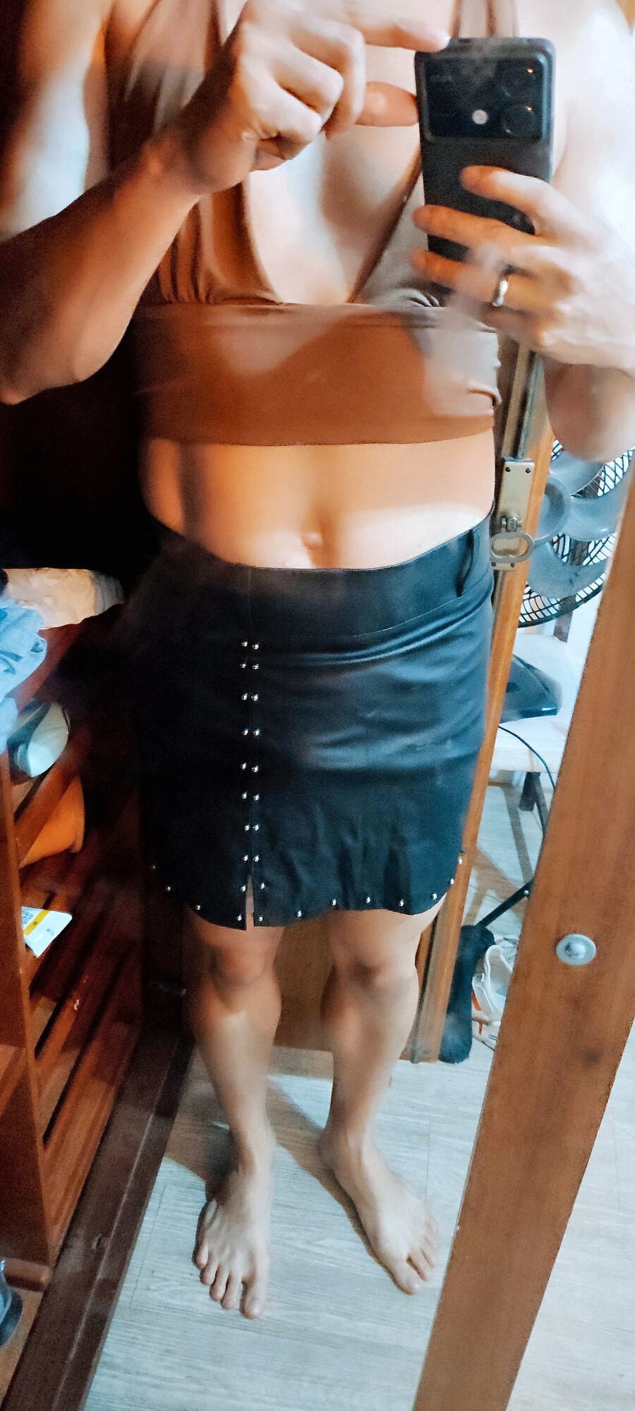 Crossdresser in brown top #33