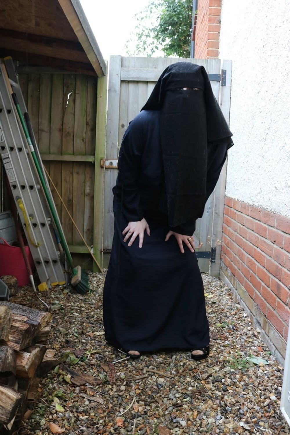 Burqa Outdoors Flashing in the Rain #48