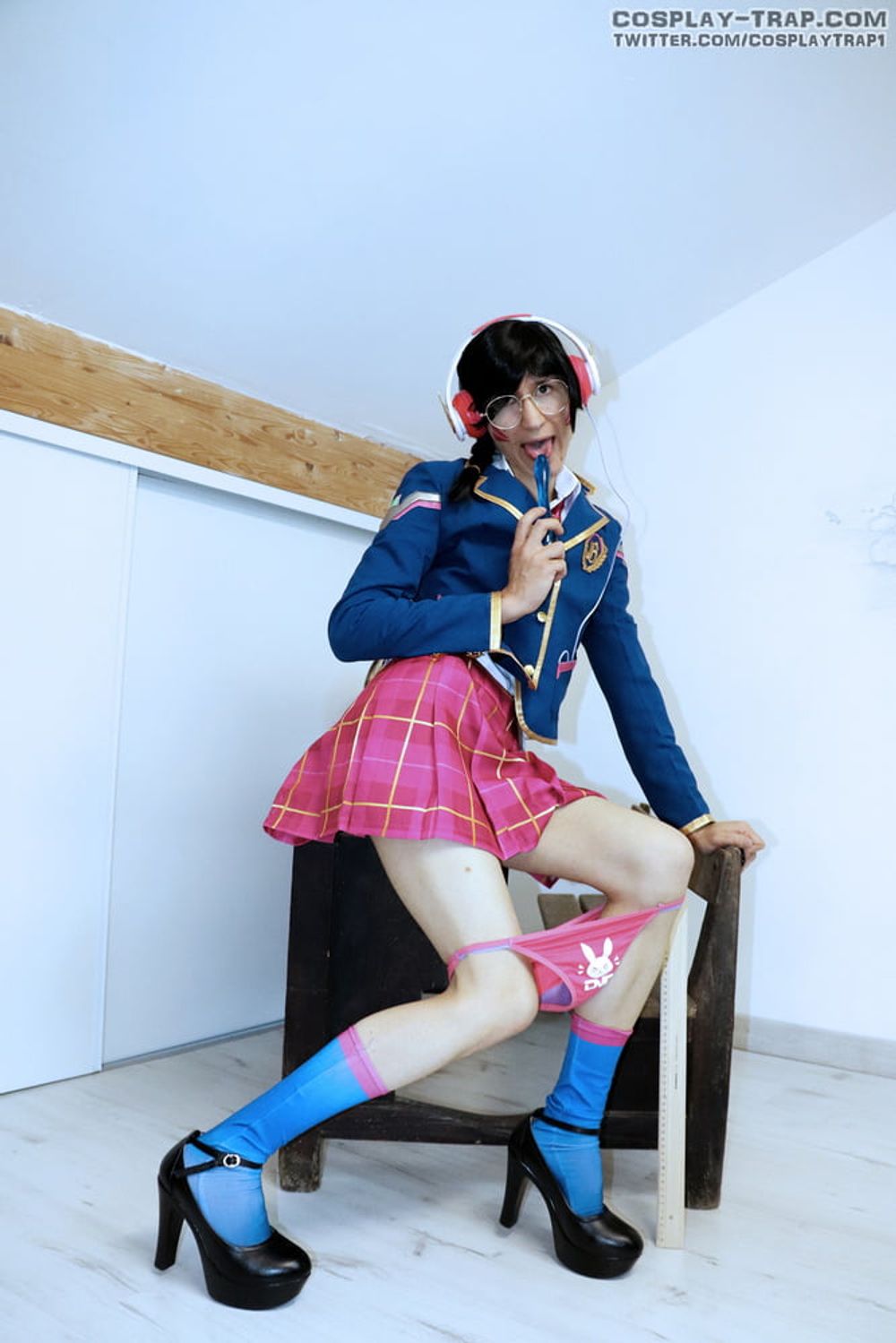 crossdress cosplay D.va Academy kinky lesson #9