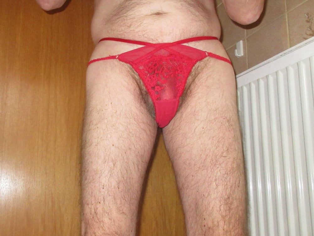 Old man in red ladies panties #4