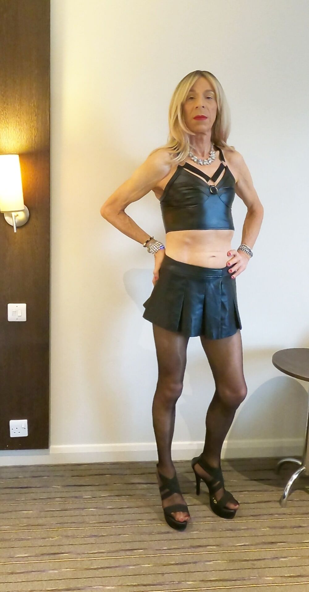 151 Alessia Travestita - Black Leather Miniskirt #40