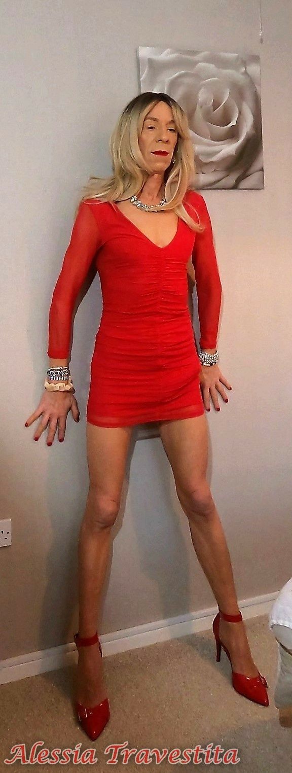 64 Alessia Travestita in Sheer Red Dress #29