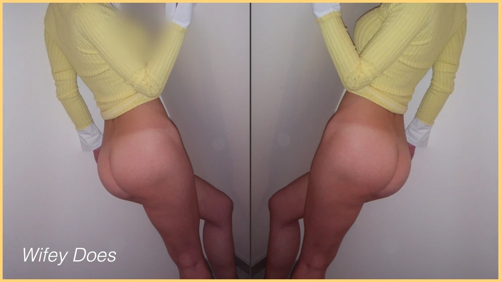 Wifey looks amazing in this hot tight braless yellow shirt. #28