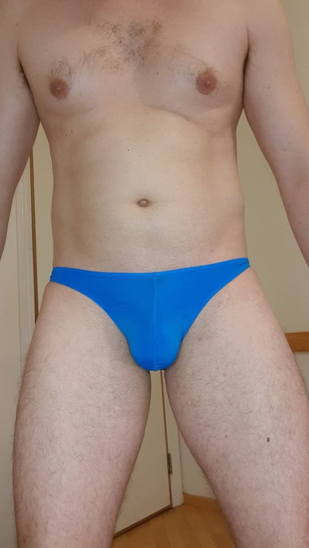 Blue briefs bulging 