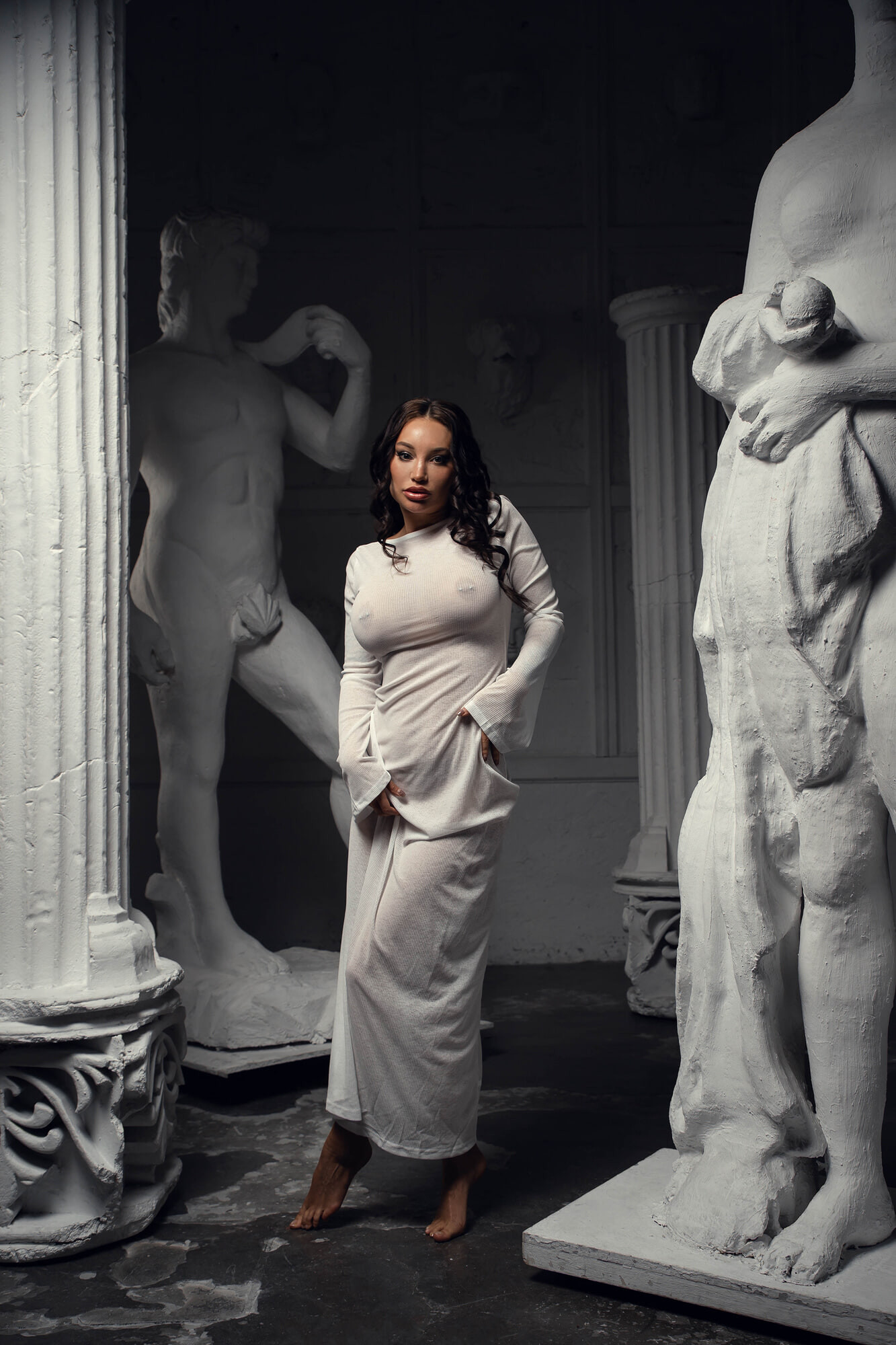 Goddess Monika Fox Among Antique Sculptures #2
