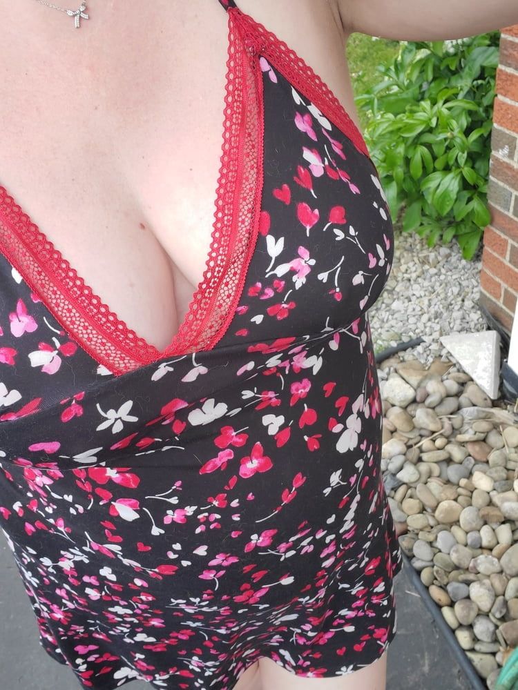 Daddy's babygirl showing off huge tits outside in the garden #23