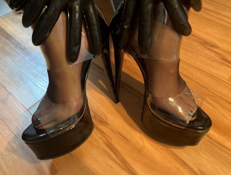 Black and Clear PVC Porn High Heel Boots #5