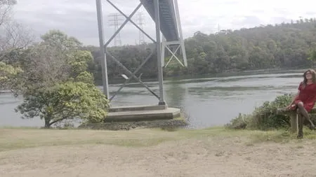 crossdess road trip red dress follow the river         