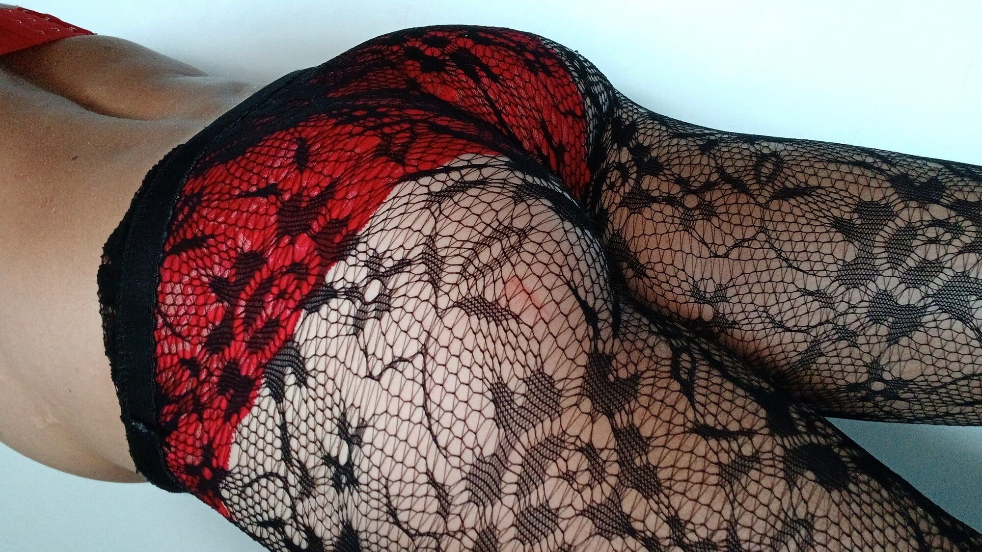 Black stoking red pantie  #13