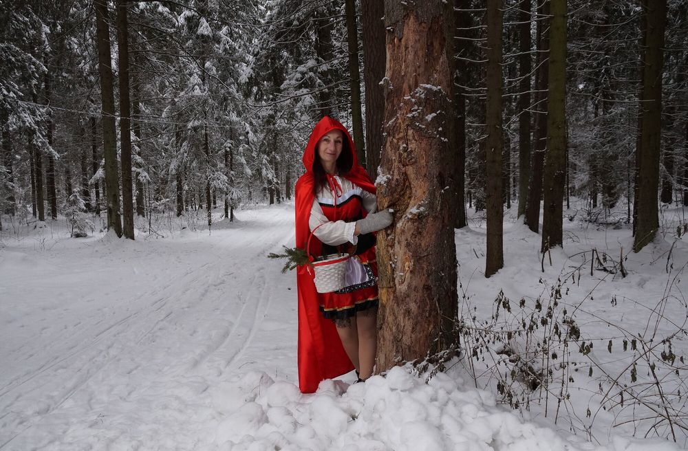 Little Red Riding Hood on a forest path #11