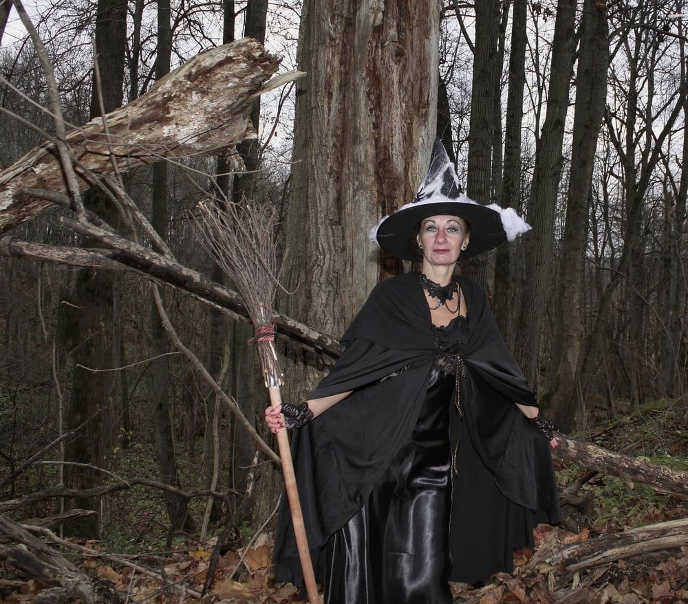Witch with broom in forest #35