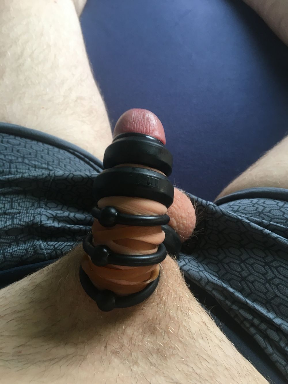 Cock And Ball Bondage With Rubber Bands And Cockrings  #12