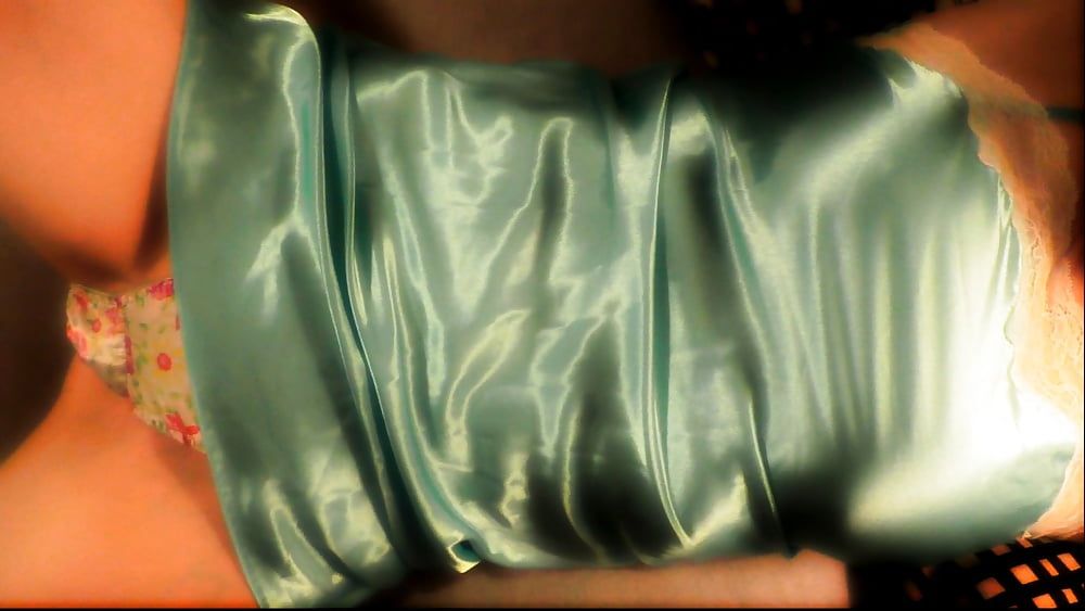 Turquoise silk satin slip and satin panties #6