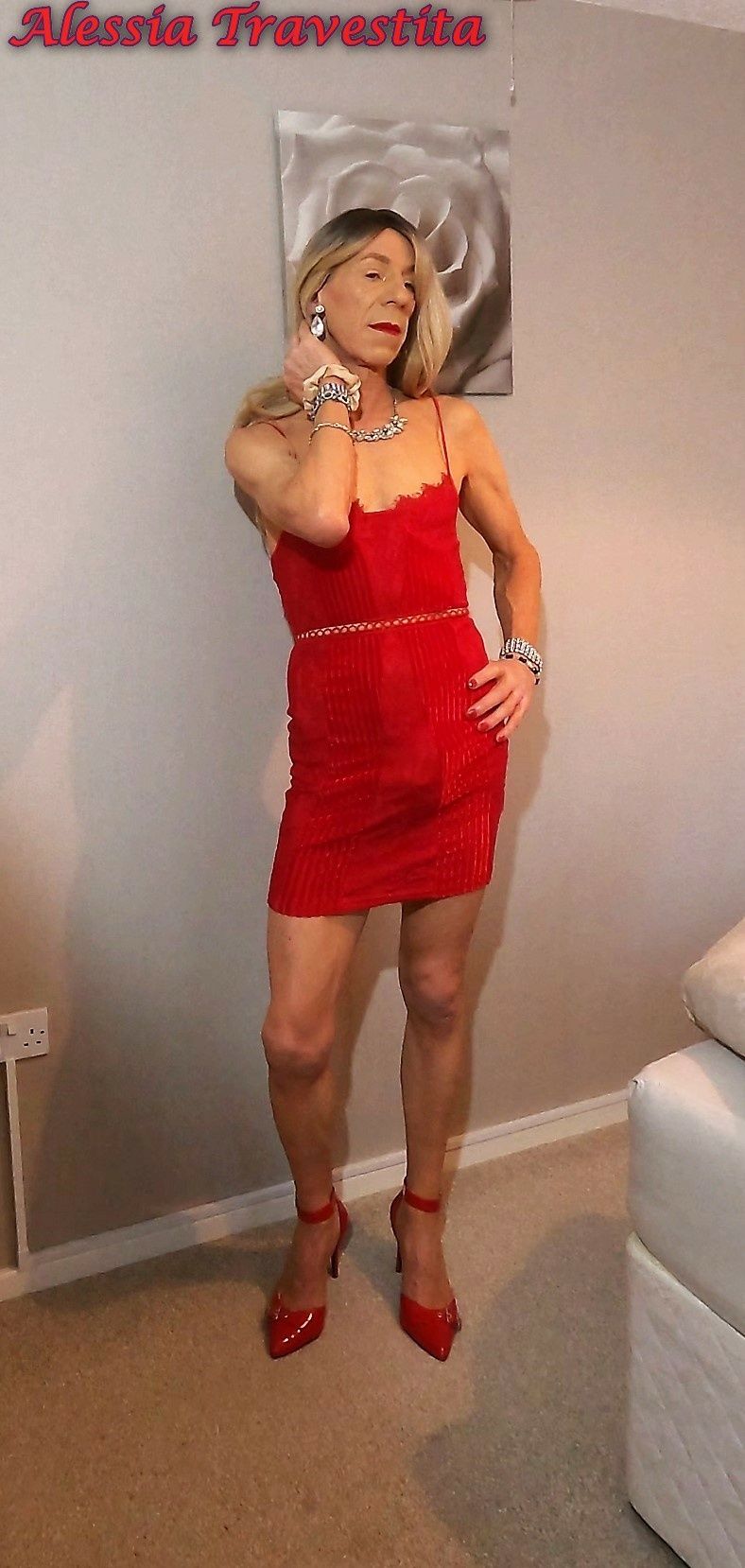 66 Alessia Travestita in Red Velvet Dress #17
