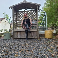 Sissy outdoors in the garden