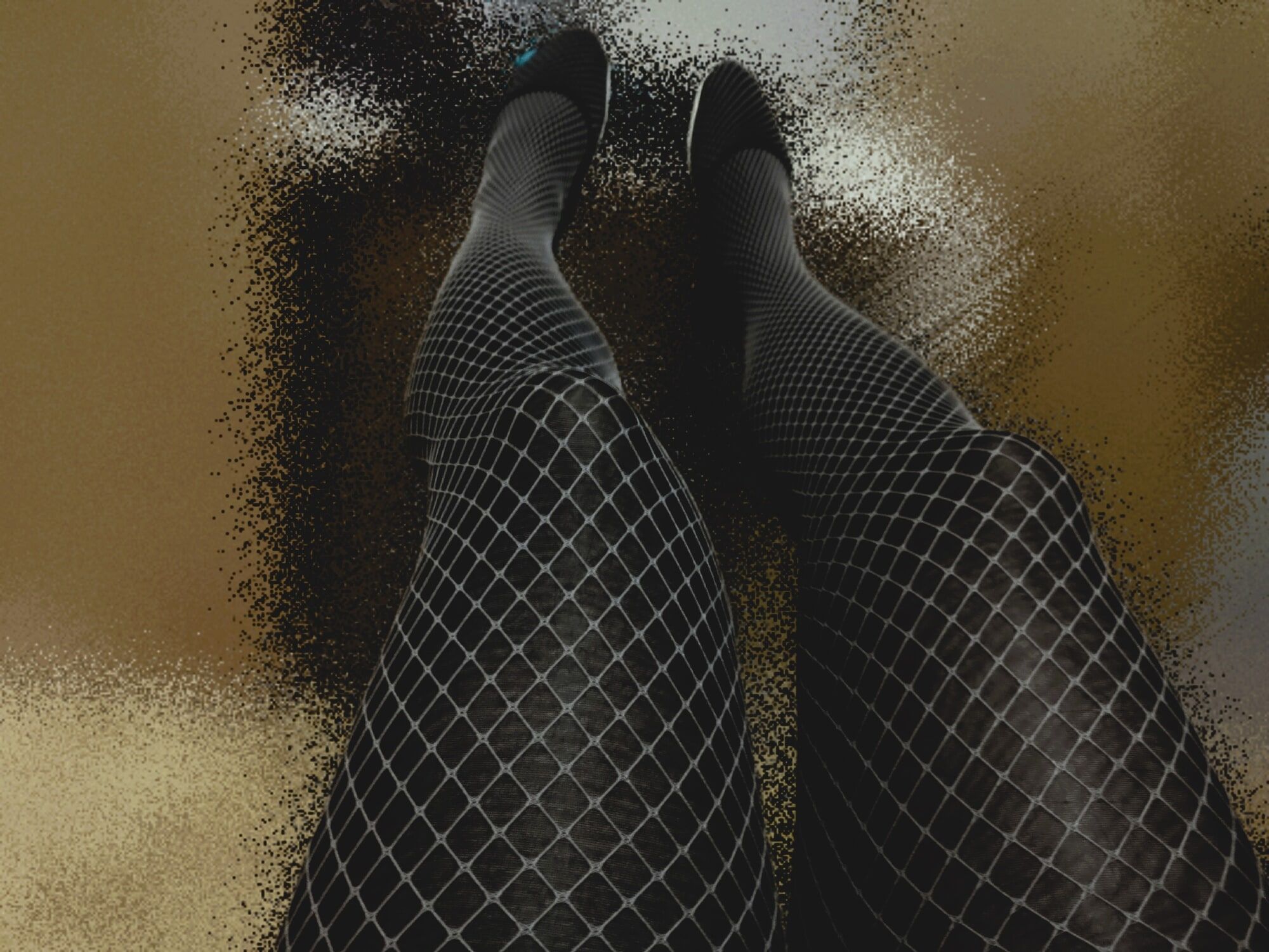 My legs are in stockings and a fishnet