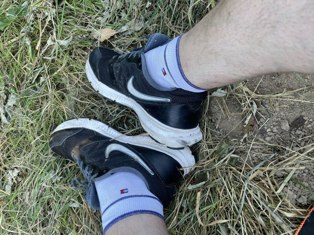 My sweaty socks and feet out of stinky sneakers 