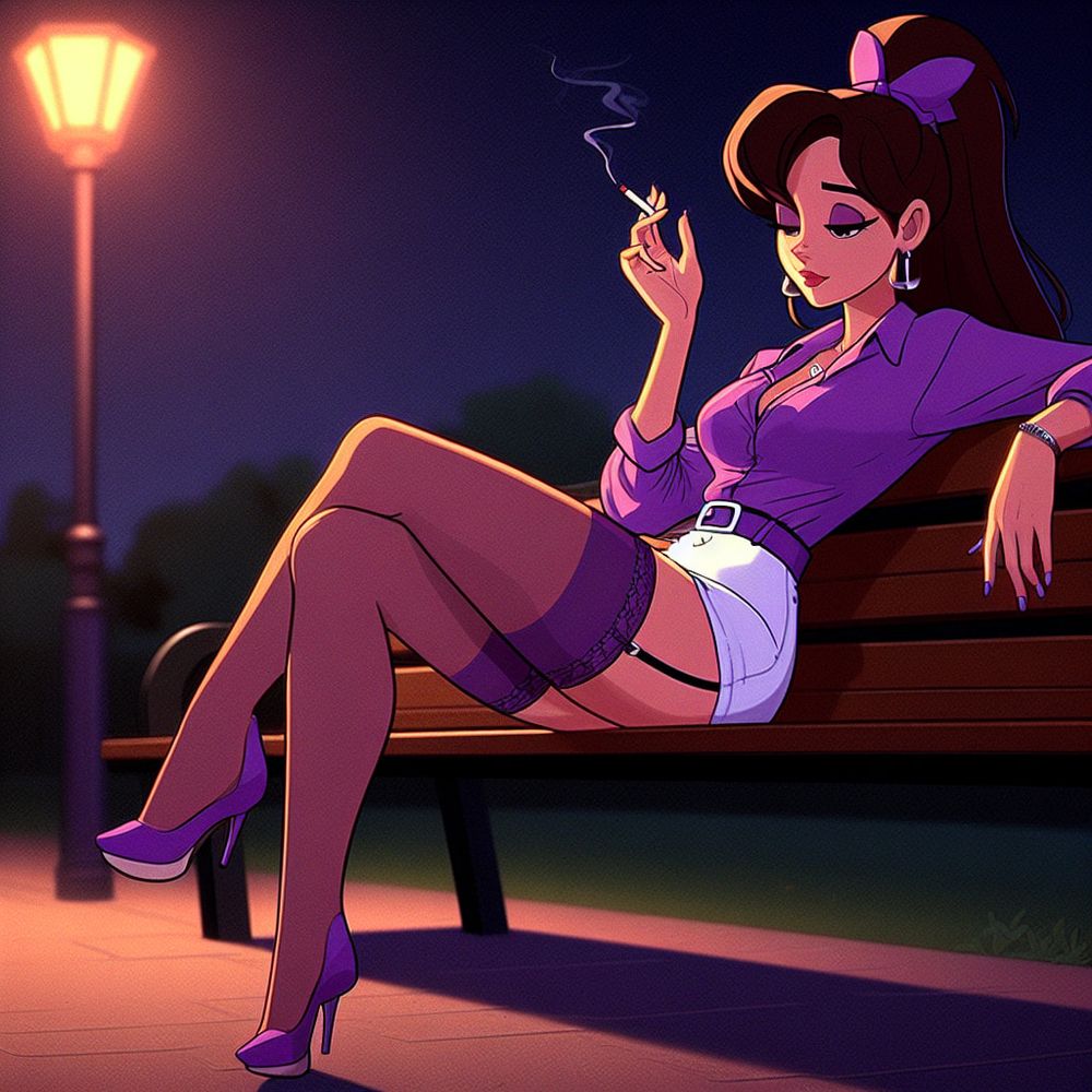 Purple Stockings Smoking. #53