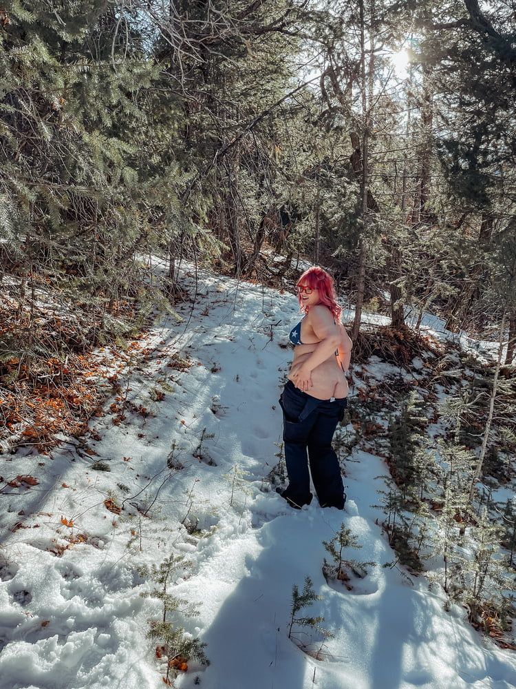 Deeper in the woods Naked and bent over in the snow #5