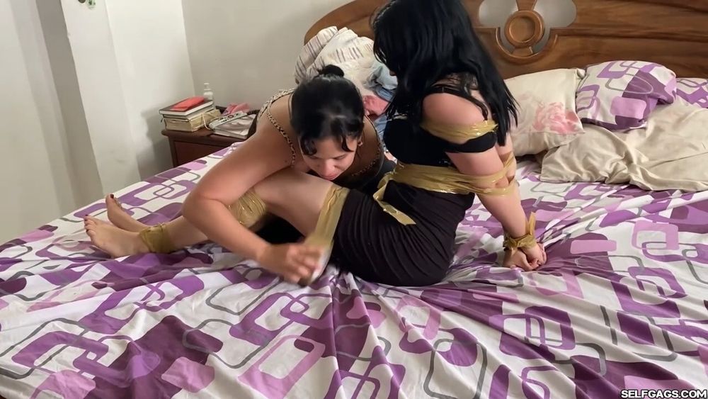 Slutty Stepsister Hogtied And Pantyhose Hooded - Selfgags #10