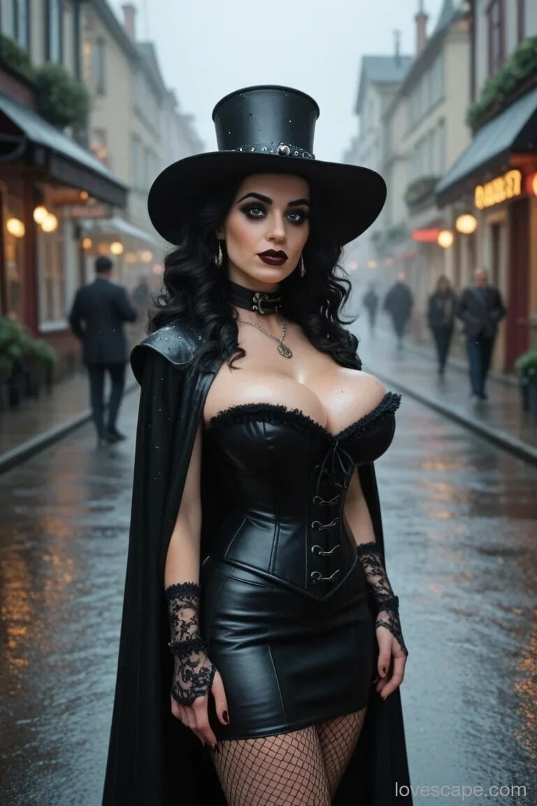 This thick goth babe doesn't mind doing it in public #11
