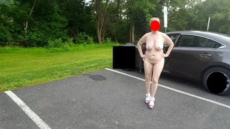 naked parking lot walk         