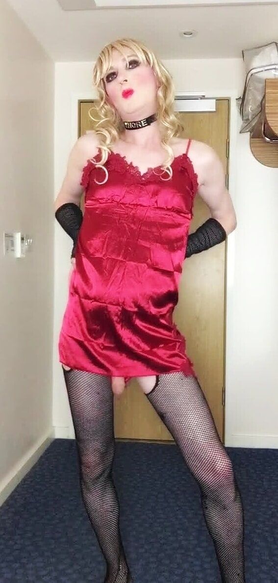Skanky sissy in red dress #18
