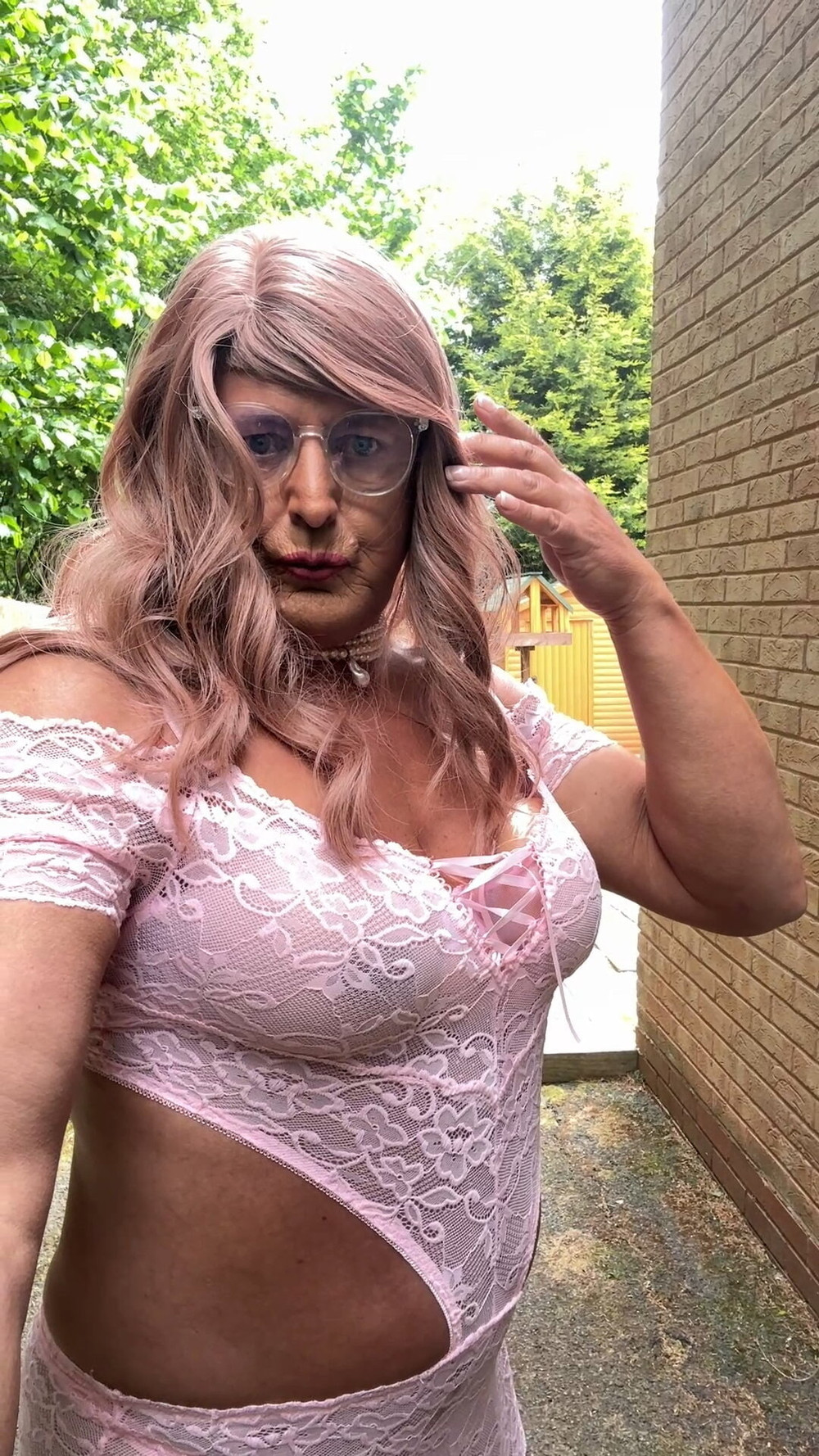 Sexy Crossdresser kellycd2022 in pink lace lingerie  #48