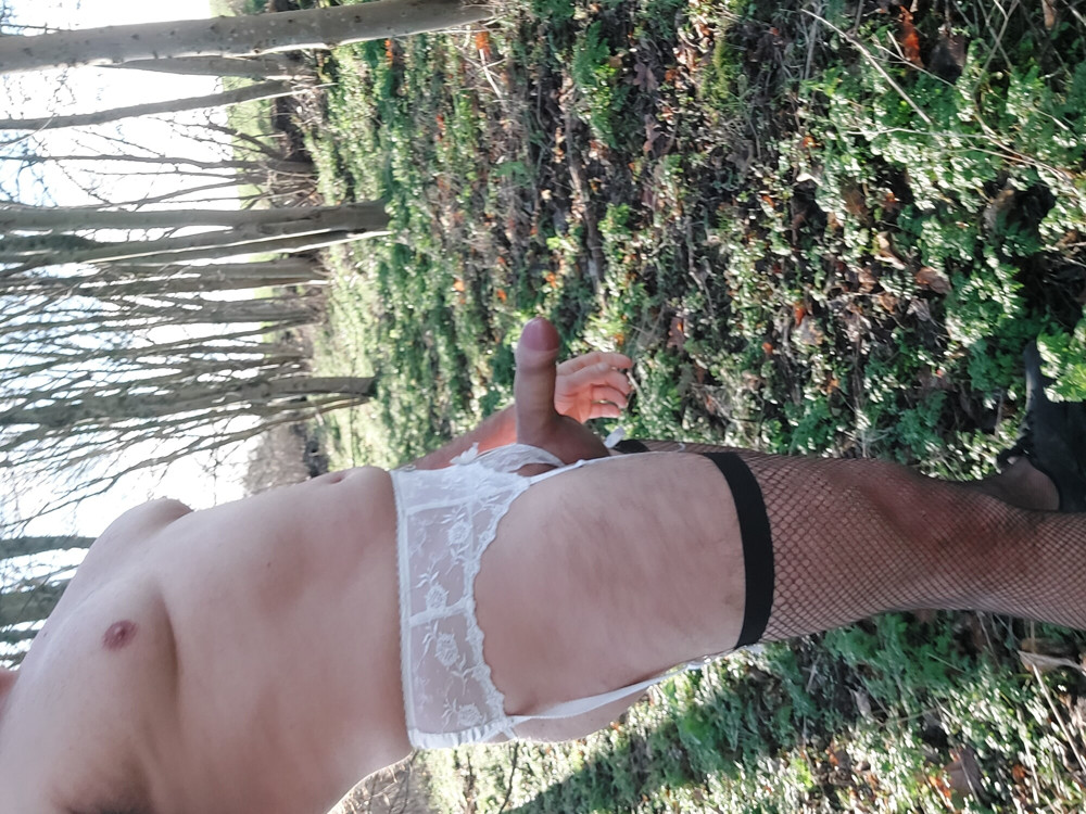 Outside in woods, exhibitionist  #2