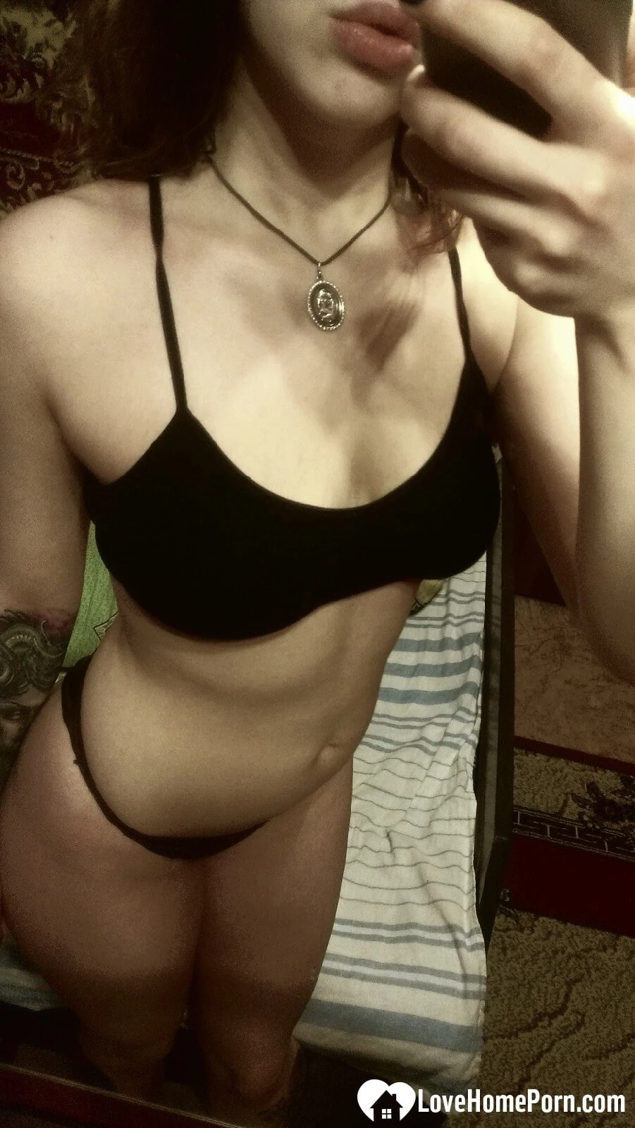 Tattooed babe with big tits sharing her figure #15