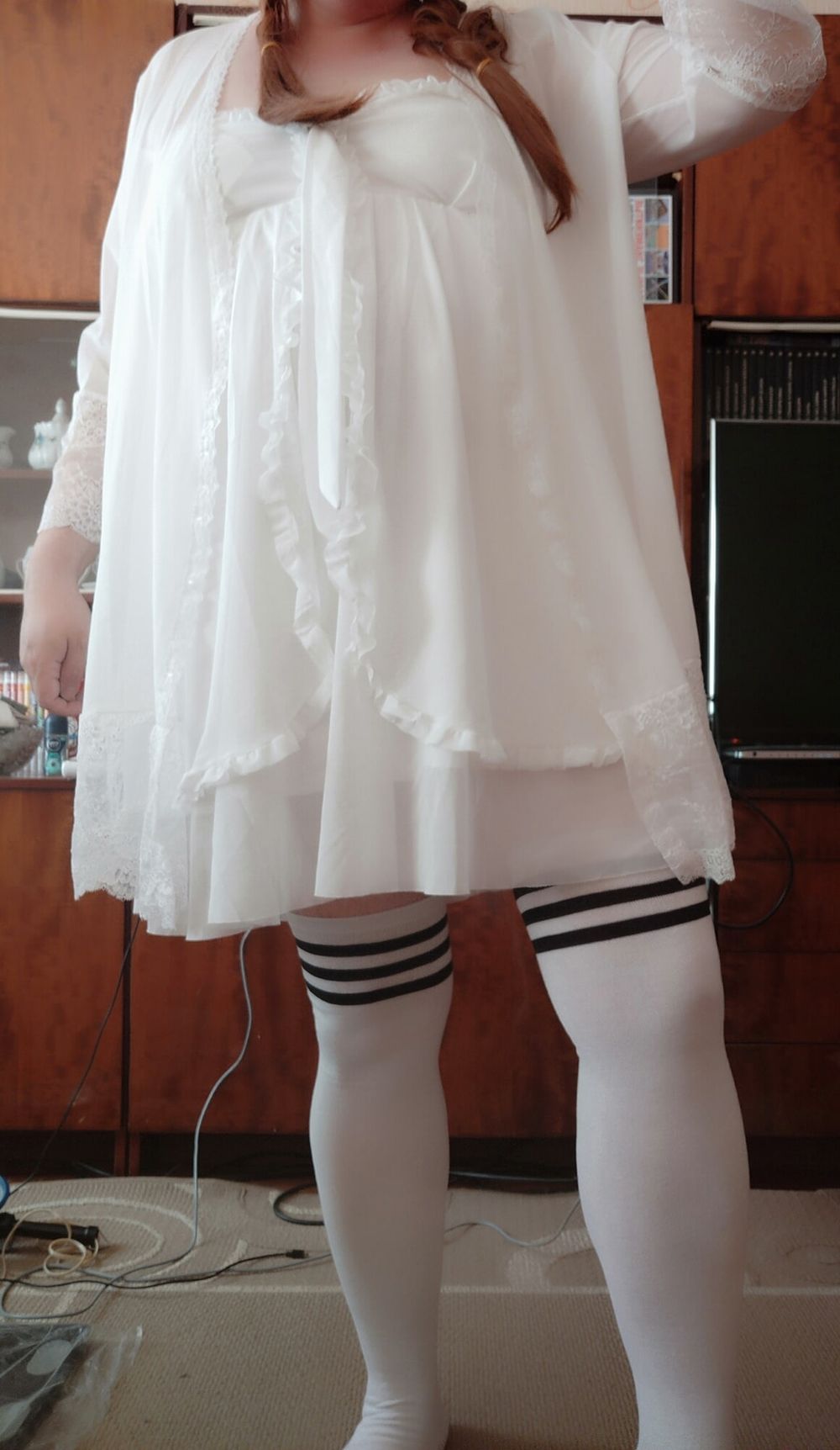 Sissy Aleksa posing in new white underwears  #16