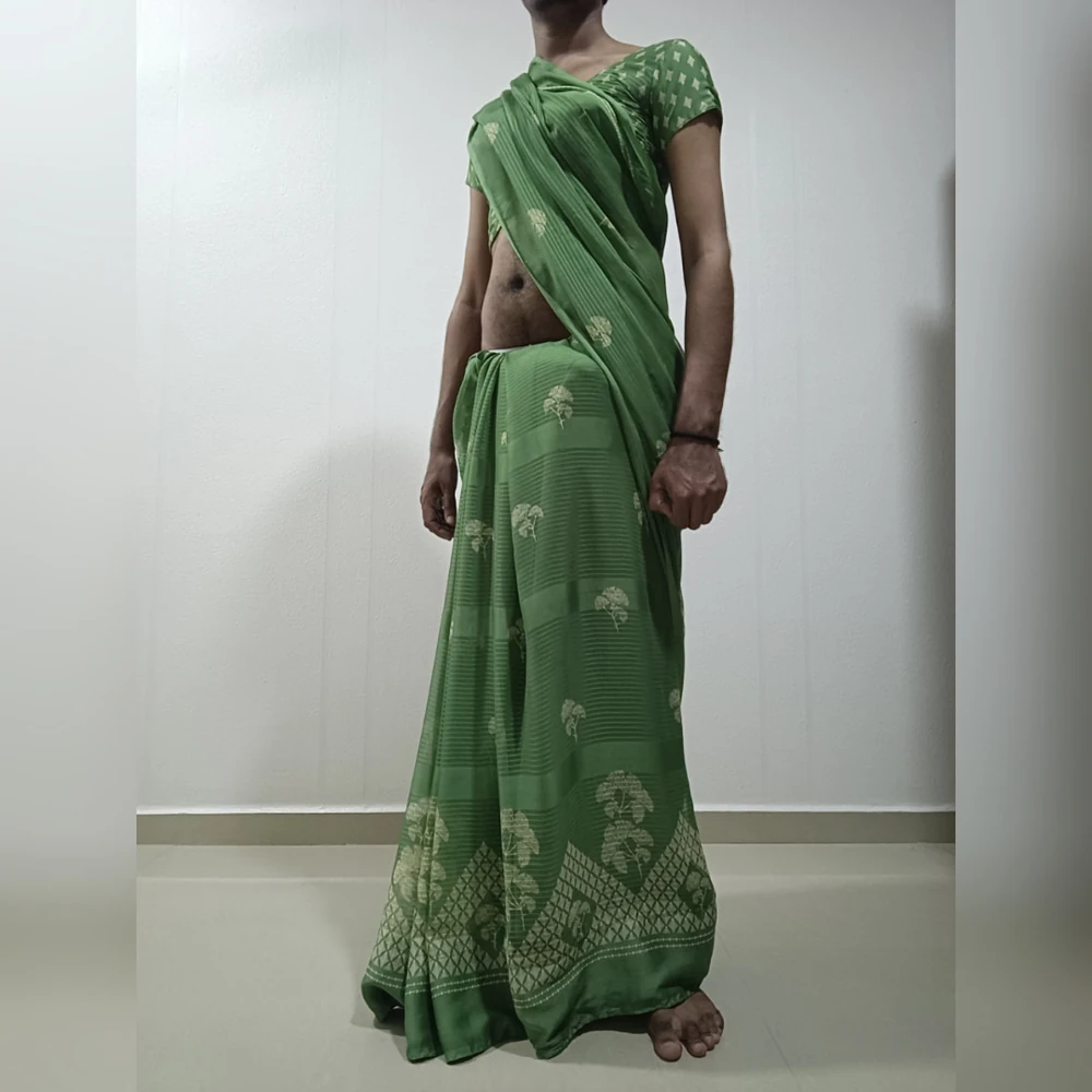 Wear green saree #3