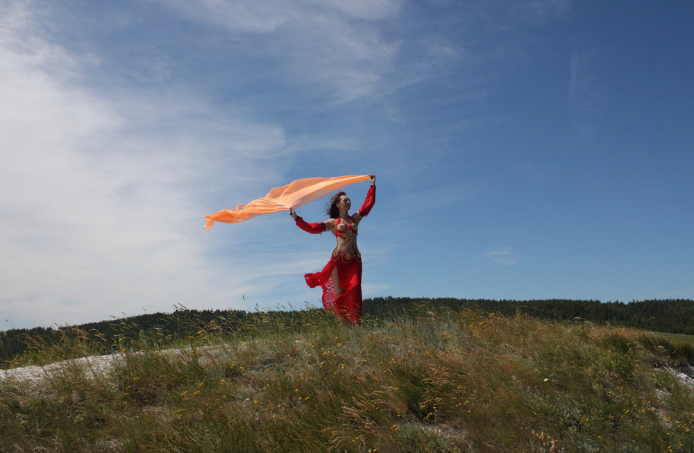 On top with an orange shawl #23