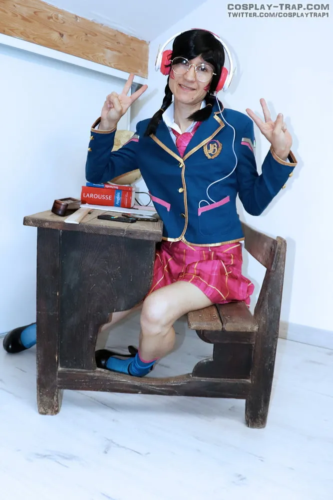 crossdress cosplay D.va Academy kinky lesson