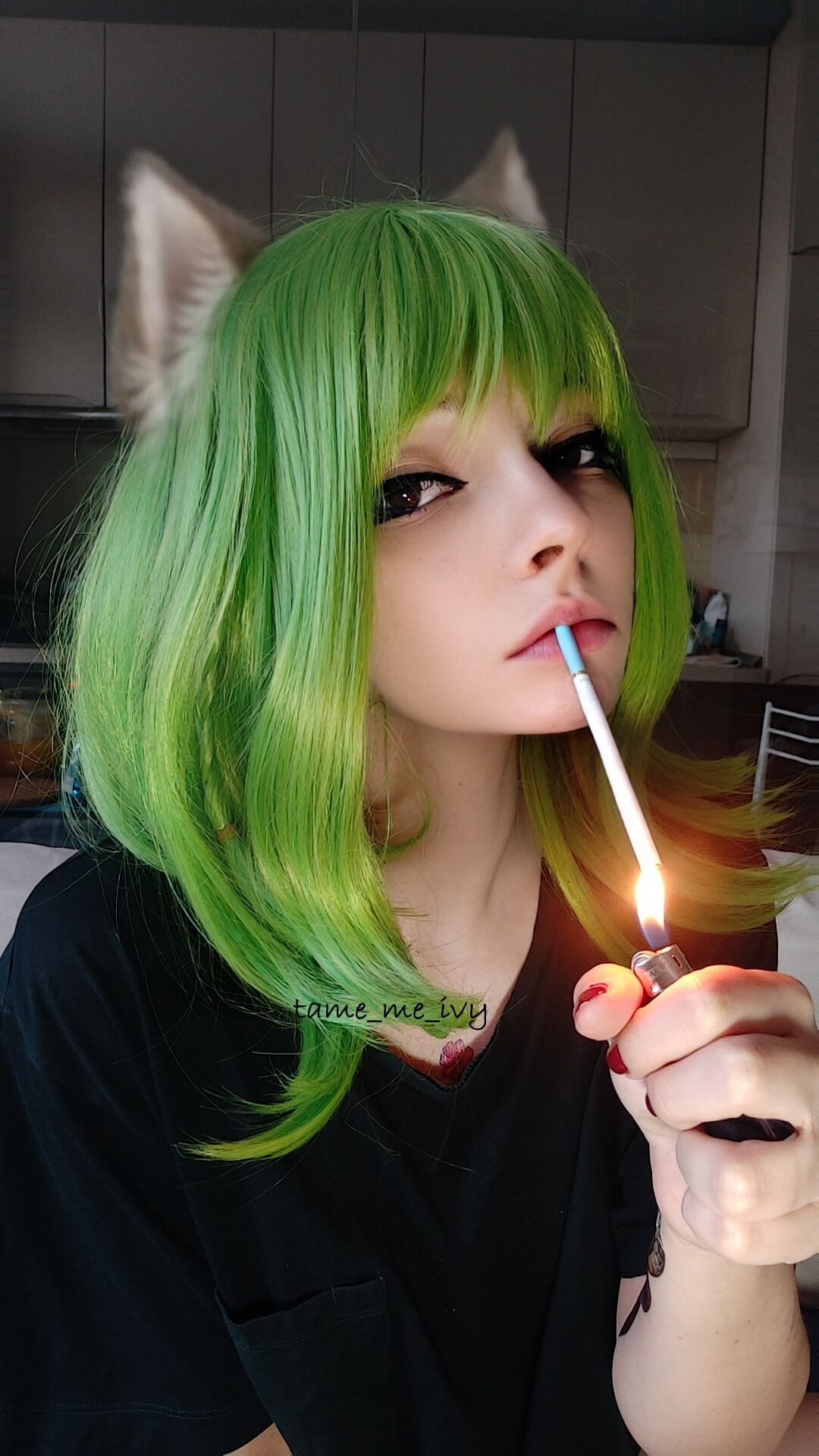 Green Egirl Smoking