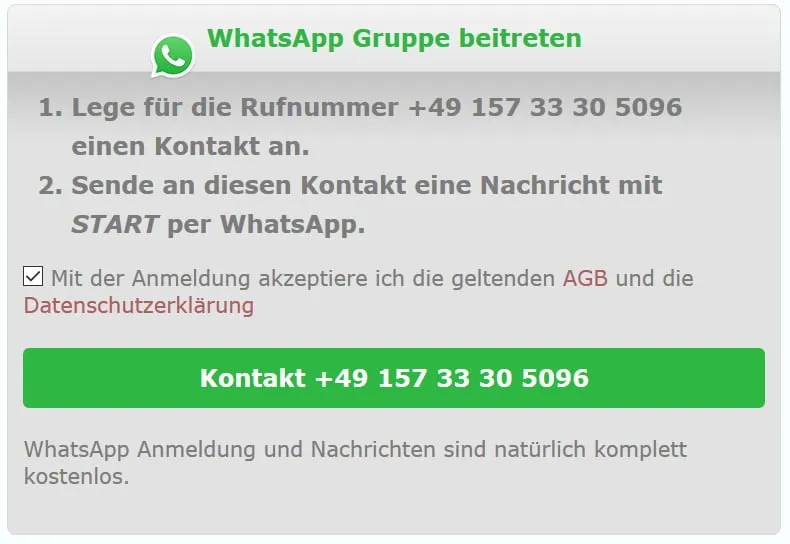 Kostenlose WhatsappGruppe mit mir