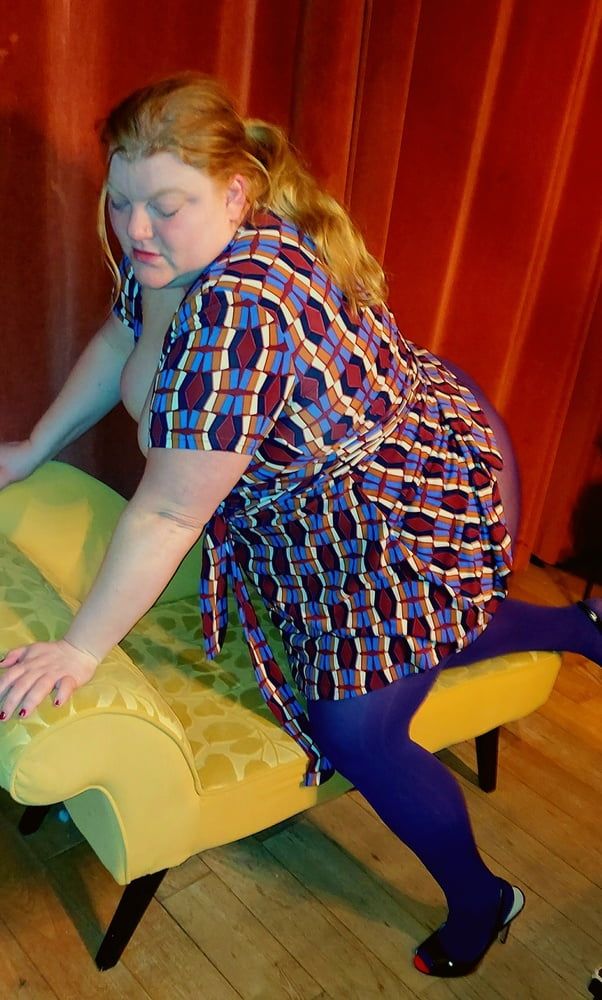 Bbw Wife in purple pantyhose and High heels #4