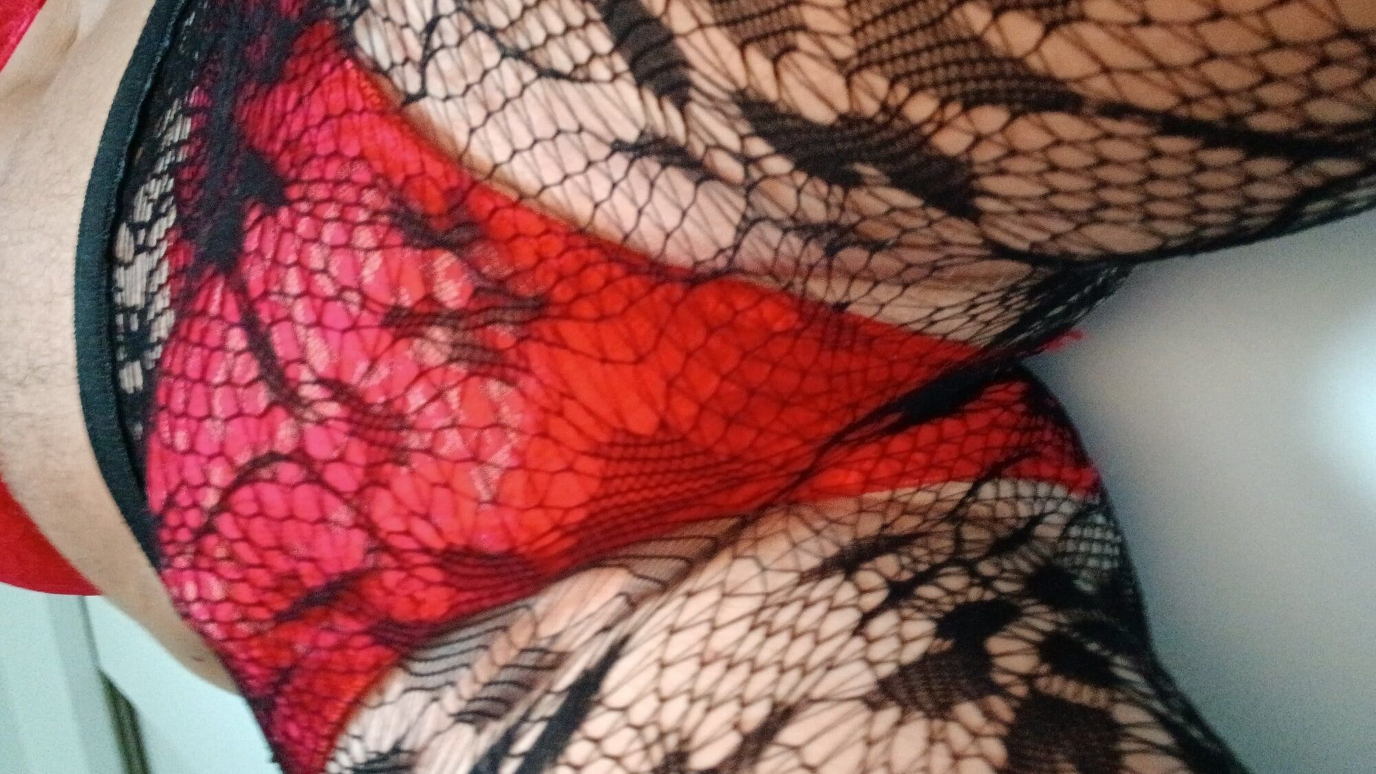 Black stoking red pantie  #15