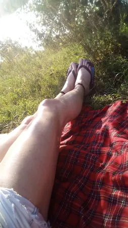 At the lake in my shorts.