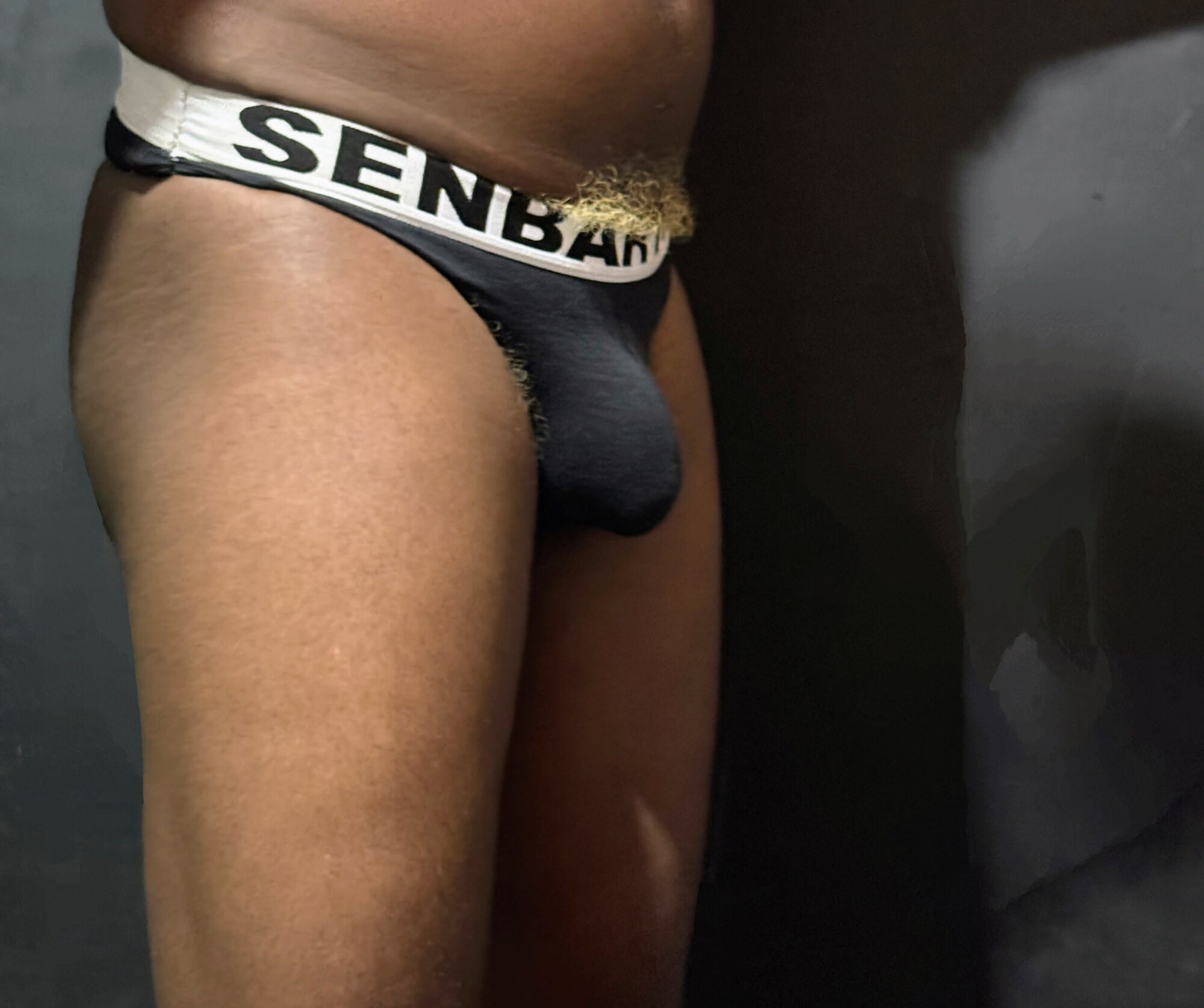 Black tight thong and golden hairy #4