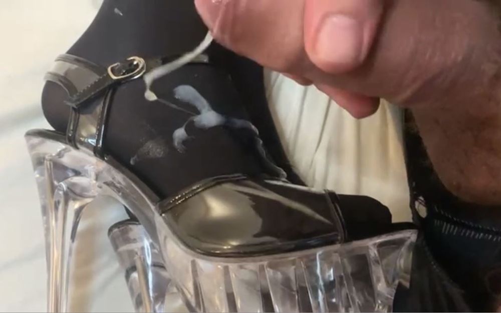 Cum on Transparent High Heel Sandals #22