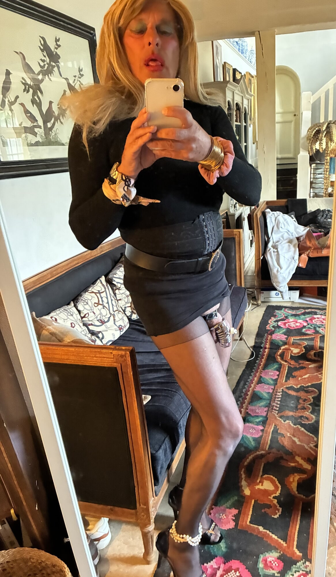 Dumb bourgeoise caged sissy slit  #10
