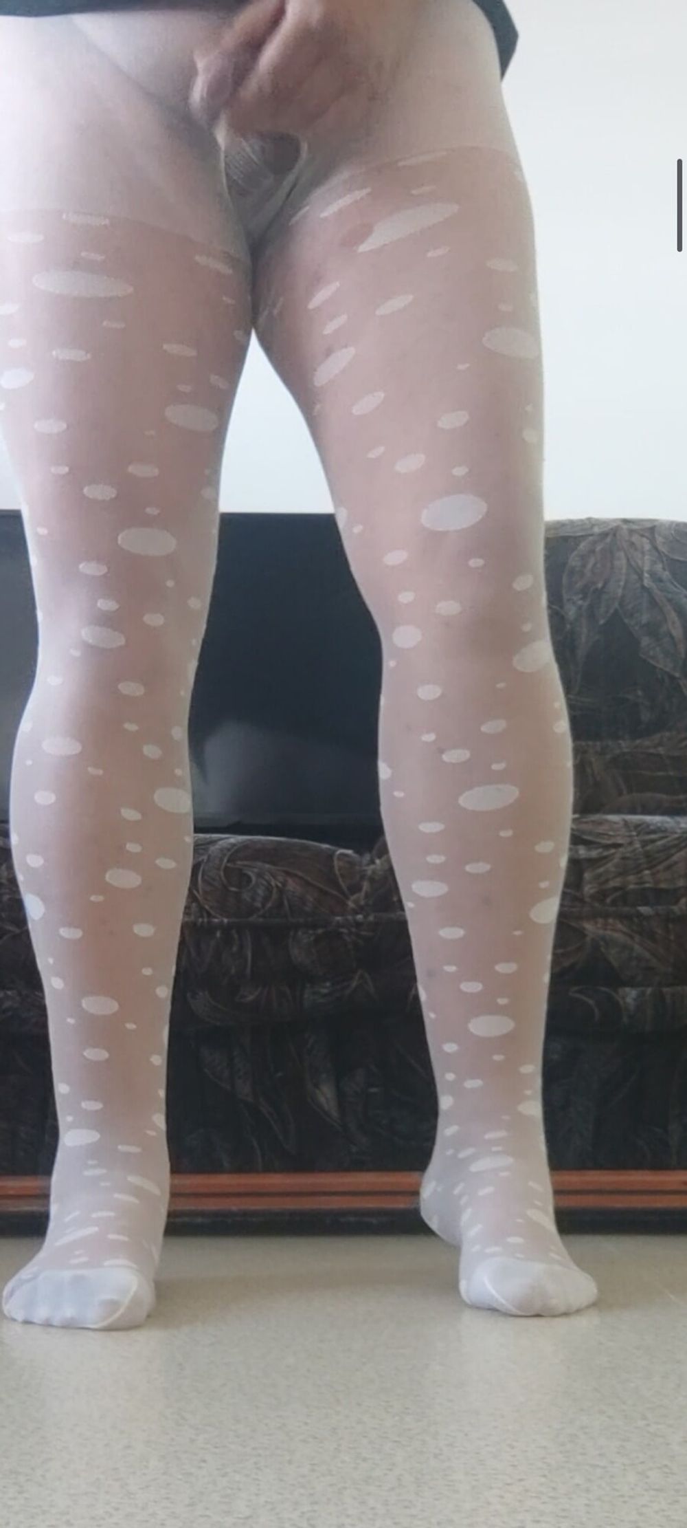 Polka dots white pantyhose #16