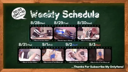  8/28 ~ 9/3 Upload Schedule